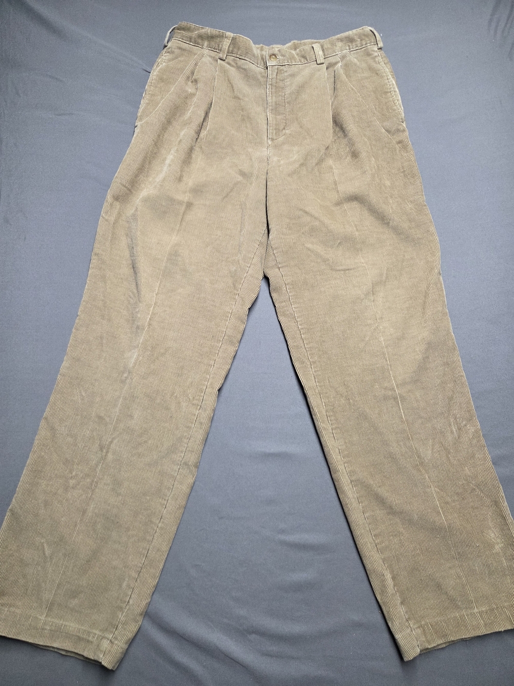 Savane Beige Pleated Corduroy Pants Men's Size 34x32 Grandpa Core Vintage